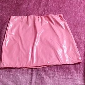 Pink vinyl skirt by Dolls Kill